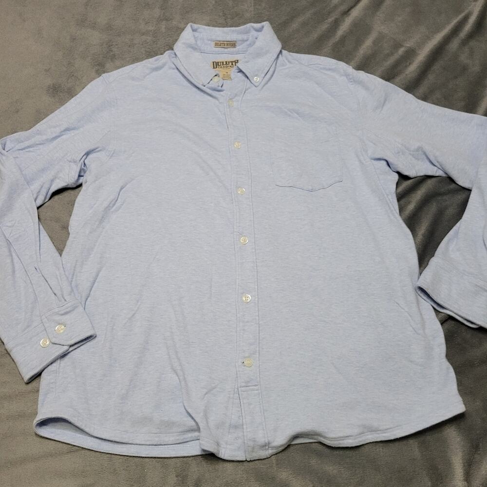 Duluth Button Front Long Sleeve Shirt Mens Size Medium Blue Comfort‎ Stretch Top